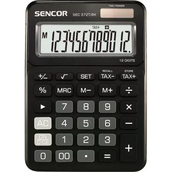 Υπολογιστής SENCOR SEC 372BK 12ψήφια οθόνη LCD απλός επιτραπέζιος υπολογιστής, λειτουργία με μπαταρία