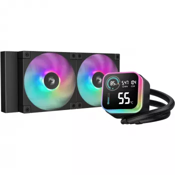 Σετ υδρόψυξης DeepCool LQ240 — ψυγείο 240 mm, 2×120 mm ανεμιστήρες PWM, RGB, σωλήνας 41 cm, ψυγείο αλουμινίου, μαύρο