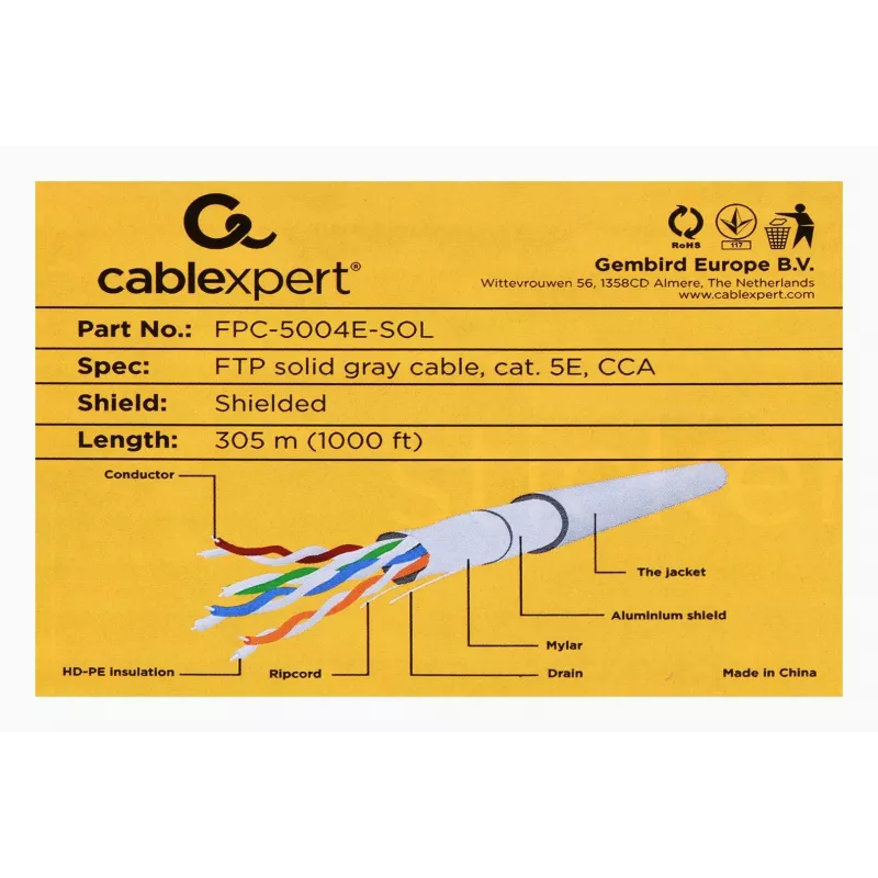 Gembird Cat5e, 305m καλώδιο δικτύου Γκρι