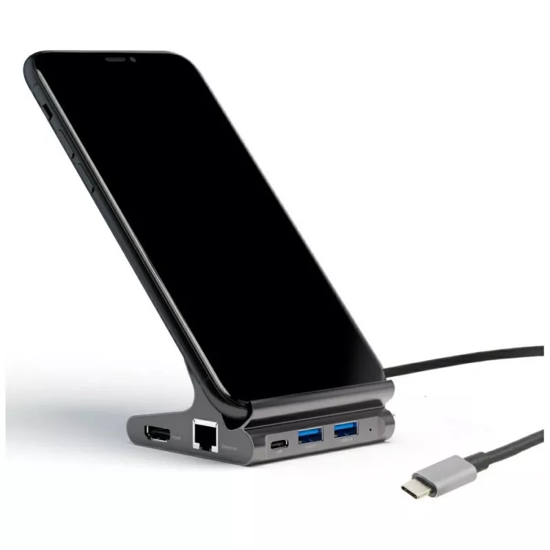 4smarts 7in1 διανομέας με βάση για tablet και κινητό και λειτουργία DeX, HDMI, RJ45, γκρι