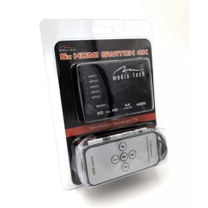 Διακόπτης HDMI MEDIA-TECH MT5207, 5x εισόδους HDMI, 1x έξοδο HDMI, μαύρο