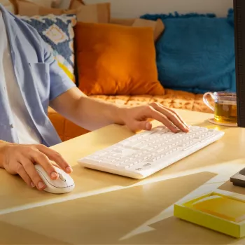 Logitech MK295 Αθόρυβο Σετ Πληκτρολογίου & Ποντικιού, Λευκό, Ασύρματο μέσω δέκτη USB, Ελβετικό Layout, 920-009872