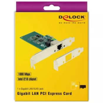 DeLock PCI Express Card > 1 x Gigabit LAN - Προσαρμογέας δικτύου - PCIe 2.1 Low-Profile - Gigabit Ethernet