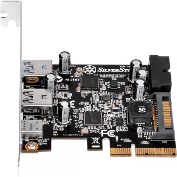 SilverStone ECU05 - Προσαρμογέας USB - PCIe 2.0 x2 Low Profile - USB 3.1 Type C x 1 + USB3.0 x 2 + USB3.0 (εσωτερικό) x 2 (SST-ECU05)