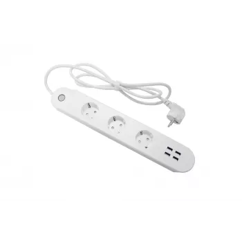Έξυπνο πολύπριζο Denver SHP-300U 3 πρίζες AC Τύπου E 4 λευκό