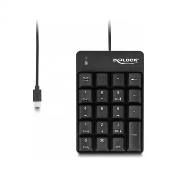 Αριθμητικό πληκτρολόγιο DeLOCK 12108 USB Μαύρο 19 πλήκτρα 1,6 m καλώδιο
