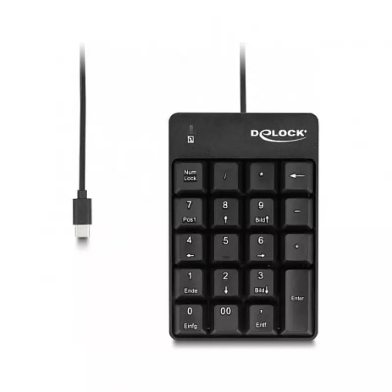 Delock 12108 Αριθμητικό πληκτρολόγιο USB Type-C, 19 πλήκτρα, μαύρο