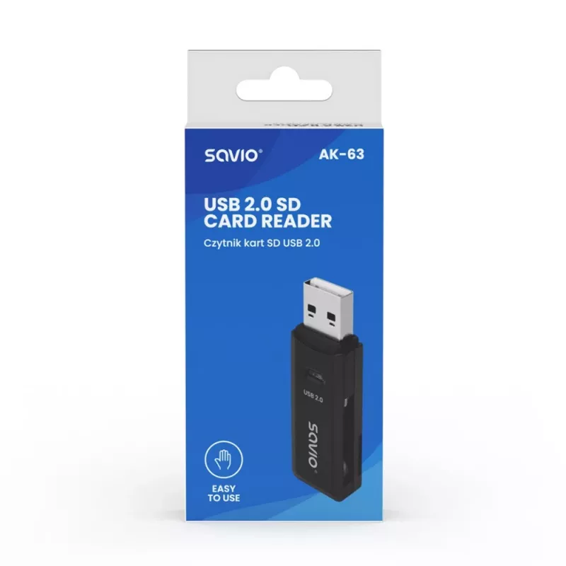 Αναγνώστης καρτών SD, USB 2.0, 480 Mbit/s, AK-63 Savio SAVAK-63
