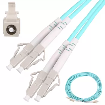 Καλώδιο patch LC/UPC-LC/UPC Duplex 5 m — Extralink OM3 Multimode, 3 mm FTTH, Aqua