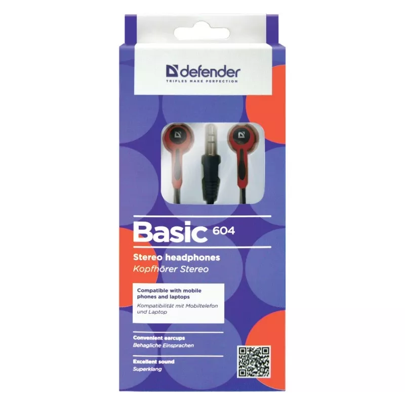 Ακουστικά Defender BASIC 604 Μαύρο-Κόκκινο
