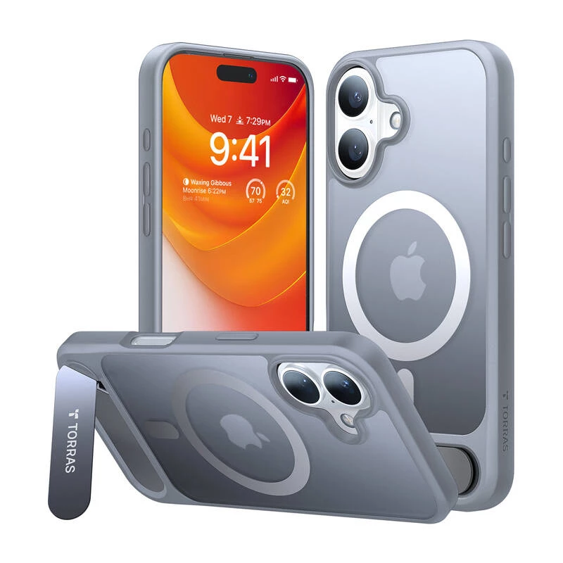 Θήκη Torras Pstand Series για iPhone 16 Plus (Titanium γκρι)