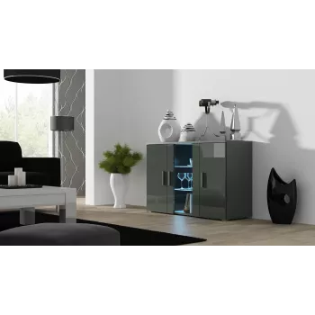 Cama Sideboard 120 cm SOHO S7 γκρι/γκρι γυαλιστερό