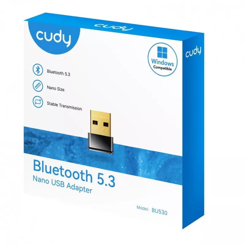 Προσαρμογέας Bluetooth Cudy BU530 USB Type-A, μαύρος, έξοδος Bluetooth, υποστήριξη Windows 8.1