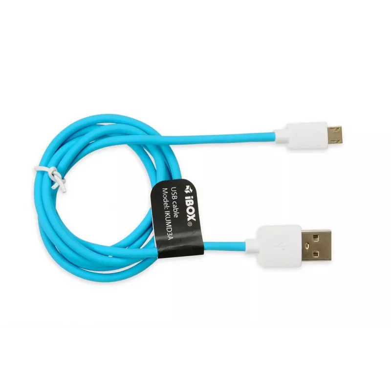 Καλώδιο USB 2.0 IBOX IKUMD3A — USB A σε Micro-USB B, 1 m, μπλε