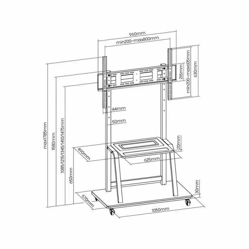 Gembird TVS-100F-01 βάση δαπέδου για οθόνες 2,54 m (100) μαύρο