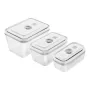 ZWILLING Fresh & Save 36803-003-0 ορθογώνιο σετ γυάλινων δοχείων κενού, 3 τεμ. (S/M/L, 0,35/0,75/1,6 L), βοροπυριτικό γυαλί, κατάλληλο για φούρνο μικροκυμάτων/φούρνο/πλυντήριο πιάτων, γκρι/διαφανές
