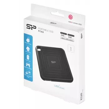 SILICON POWER PC60 - SSD - 1TB - εξωτερικός (φορητός) - USB 3,2 Gen 2 - 256-Bit-AES - Μαύρο (SP010TBPSDPC60CK)