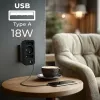 Πολύπριζο MACLEAN MCE248 F/B — 3 πρίζες AC (1x16A, 2x6A) και 4 θύρες USB (2xUSB‑A, 2xUSB‑C PD 20W), βύσμα EU, μαύρο