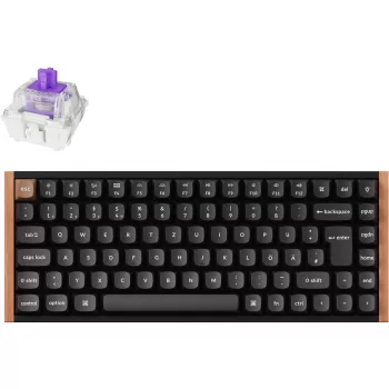Keychron K2 HE (μαύρο/ξύλο, DE-Layout, Gateron Double-Rail Magnetic Nebula, πλαίσιο αλουμινίου)