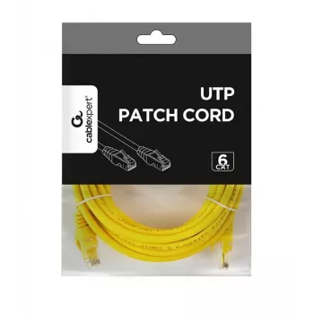 Καλώδιο δικτύου GEMBIRD PP6U-5M/Y – Cat6 U/UTP, RJ-45 σε RJ-45, 5 m, κίτρινο