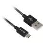 Καλώδιο USB 2.0, βύσμα USB-A > βύσμα Micro-USB (μαύρο/γκρι, 2 μέτρα, με επένδυση)