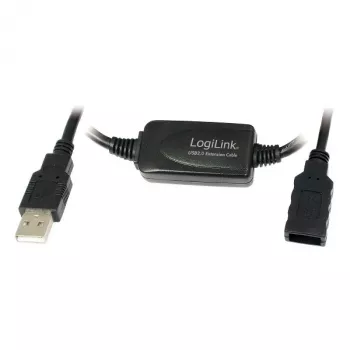Καλώδιο USB LogiLink UA0143 USB 2.0 βύσμα USB-A αρσενικό σε υποδοχή θηλυκή 10,00 m Μαύρο