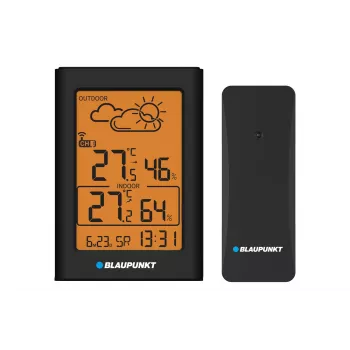 Μετεωρολογικός σταθμός BLAUPUNKT WS15BK μαύρο — παρακολούθηση εσωτερικής/εξωτερικής θερμοκρασίας και υγρασίας