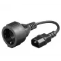Microconnect PE130075 καλώδιο τροφοδοσίας IEC C14 σε θηλυκό Schuko CEE 7/7, 250 V, 0,23 m, μαύρο