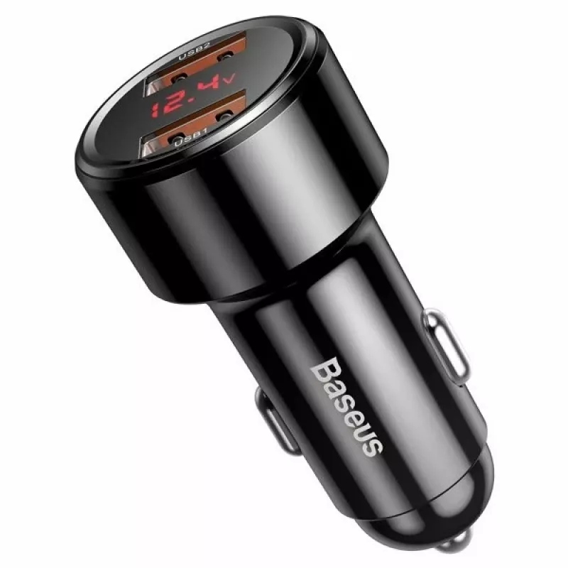 Baseus Magic CCMLC20A-01 φορτιστής αυτοκινήτου, 2x USB-A QC 3.0, 45 W, 6 A, οθόνη τάσης, μαύρος