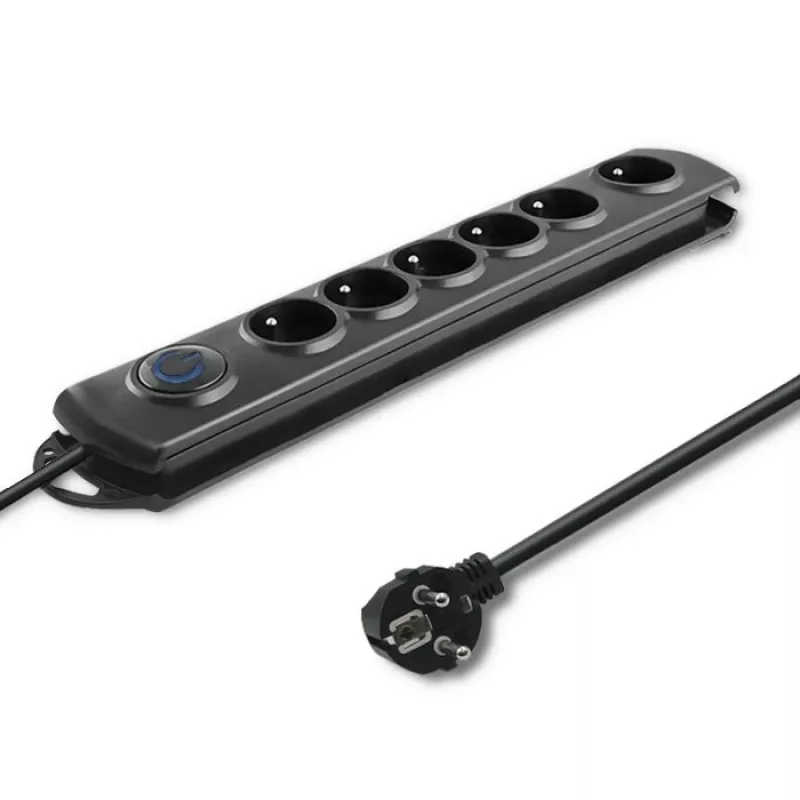 Προστασία από υπέρταση Qoltec 50112 Μαύρο 6 πρίζες AC 230V 3m