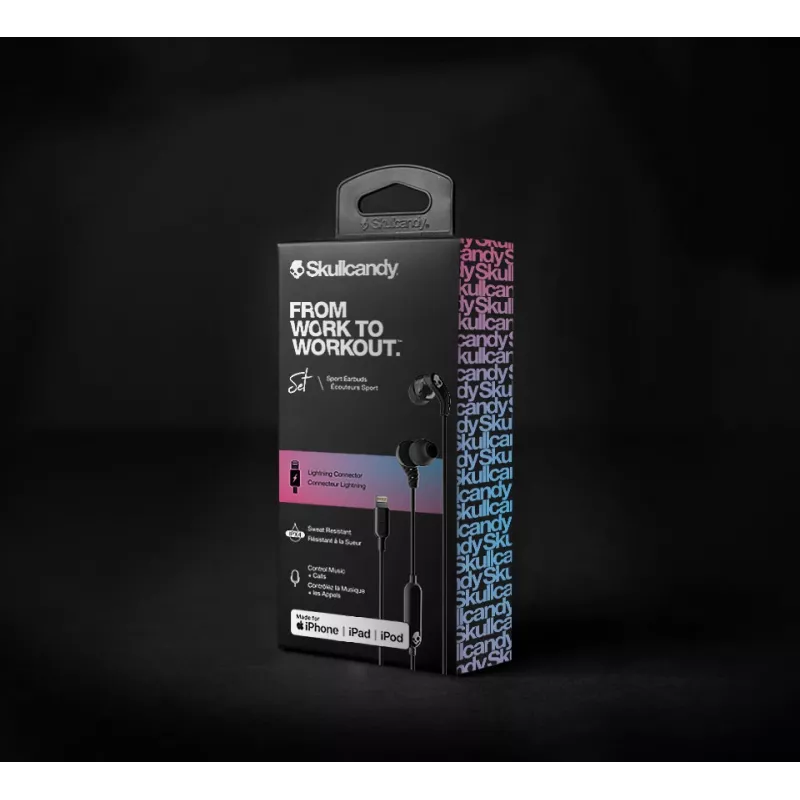 Skullcandy | Αθλητικά Earbuds | Σετ | In-ear | Μικρόφωνο | Ακύρωση θορύβου | Μαύρο