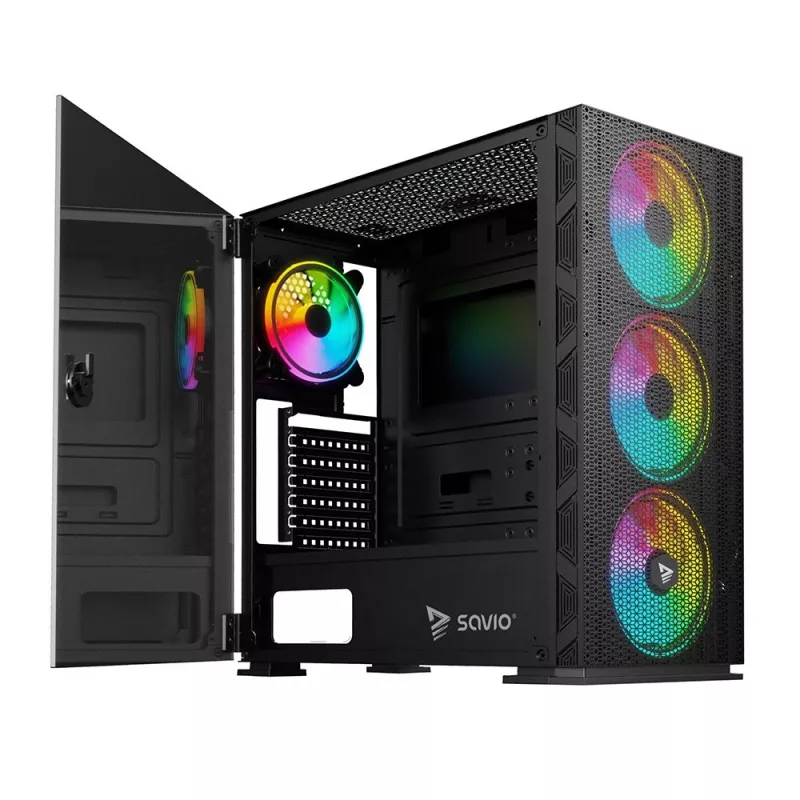 Κουτί υπολογιστή SAVIO Raptor X1 ARGB Γυαλί/Mesh Μαύρο