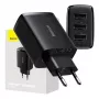 Baseus συμπαγής ταχυφορτιστής, 3x USB, 17 W (μαύρο)