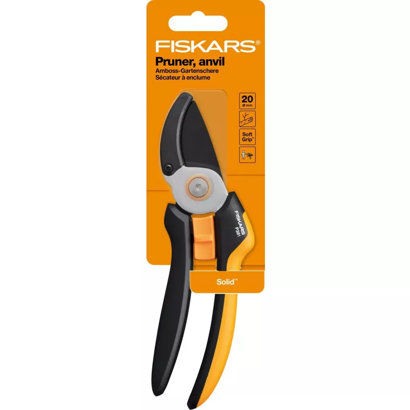 Fiskars Solid L P361 Κλαδευτήρι αμόνι Μαύρο, Πορτοκαλί