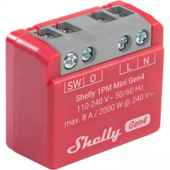 Shelly 1PM Mini Gen4 2 τεμ. — Shelly Wi-Fi έξυπνο ρελέ με μέτρηση ισχύος, συμπαγής μορφή module
