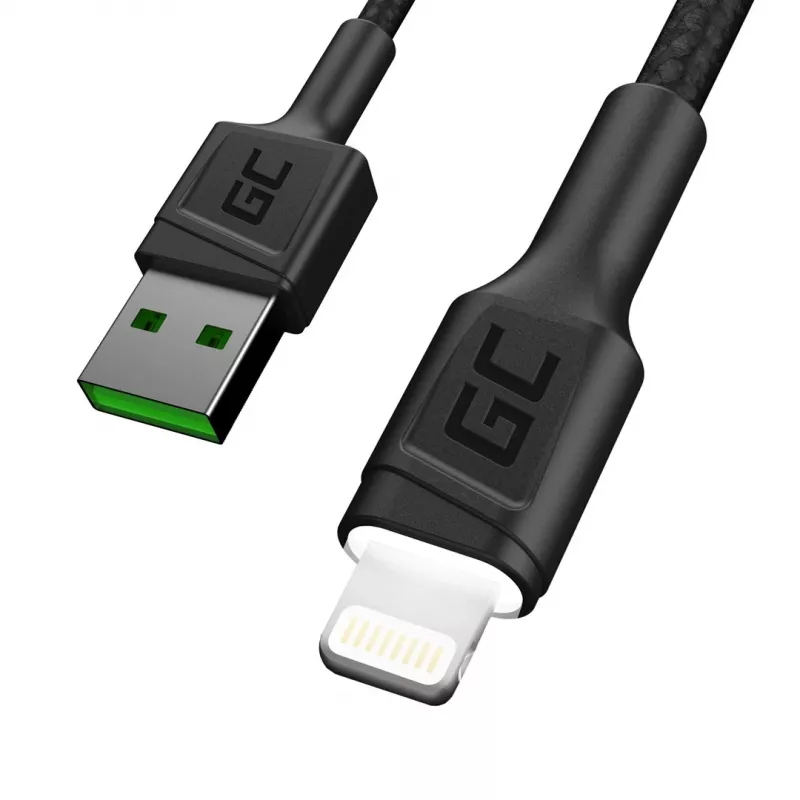 Καλώδιο Lightning σε USB-A Green Cell KABGC12, 2 m, Lightning – USB A, μαύρο