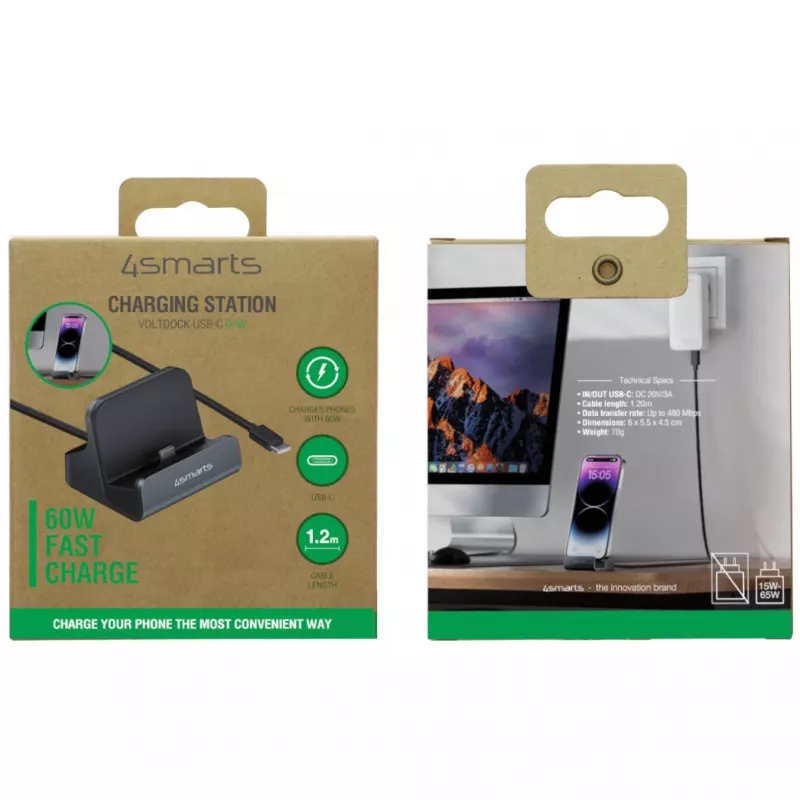 4smarts Βάση φόρτισης VoltDock USB-C 60W Γκρι (541426)