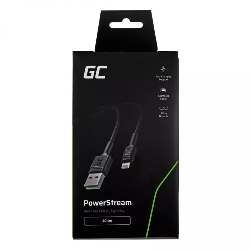 Green Cell KABGC24 Καλώδιο Lightning 0.3 m μαύρο