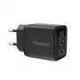 Choetech PD6051 USB-C USB-C PD 35W GaN επιτοίχιος φορτιστής με οθόνη - μαύρο