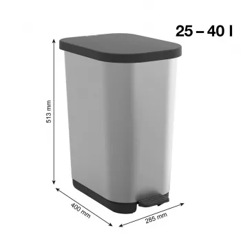 ROTHO Ribo Silver - Κάδος με πεντάλ – 35l