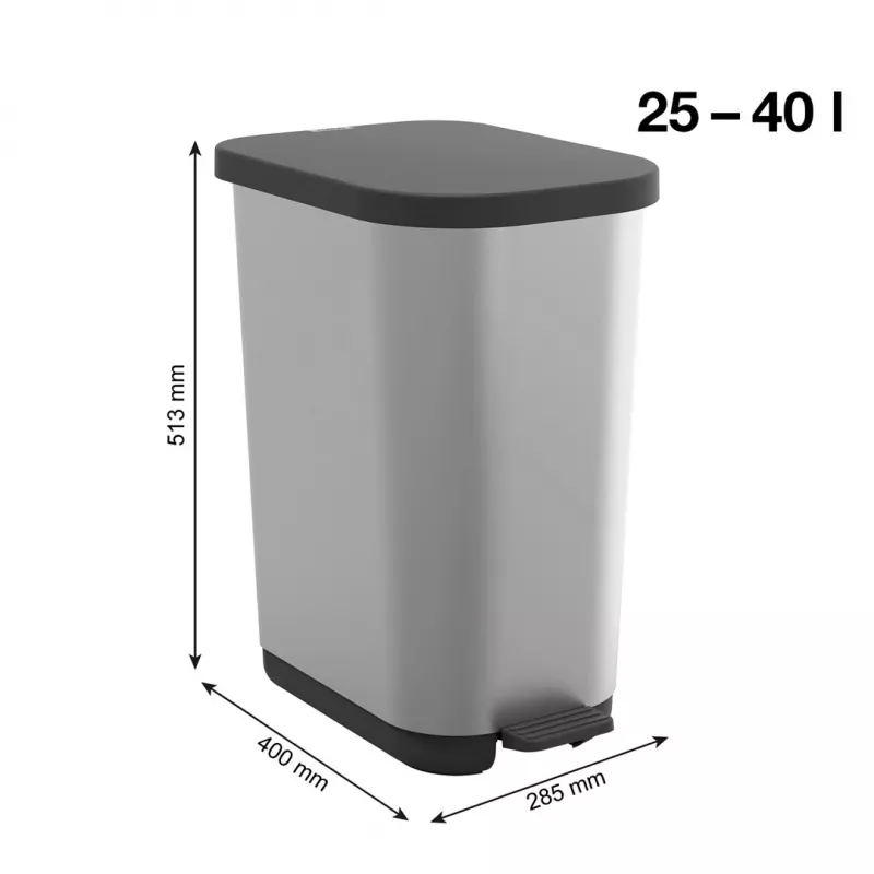 ROTHO Ribo Silver - Κάδος με πεντάλ – 35l