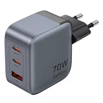 Vention φορτιστής GaN FEXH0-EU 70W — 2x USB-C + 1x USB-A, PD 70W, 100–240V