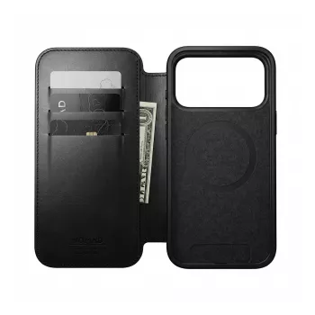 Δερμάτινη θήκη folio smartphone Nomad Modern Leather Folio για iPhone 17 Pro – μαύρο Horween