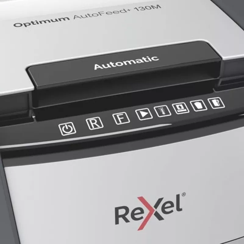Rexel Optimum AutoFeed+ 130M καταστροφέας εγγράφων, μικροκοπή 2 x 15 mm, P-5, 130 φύλλα, κάδος 44 l