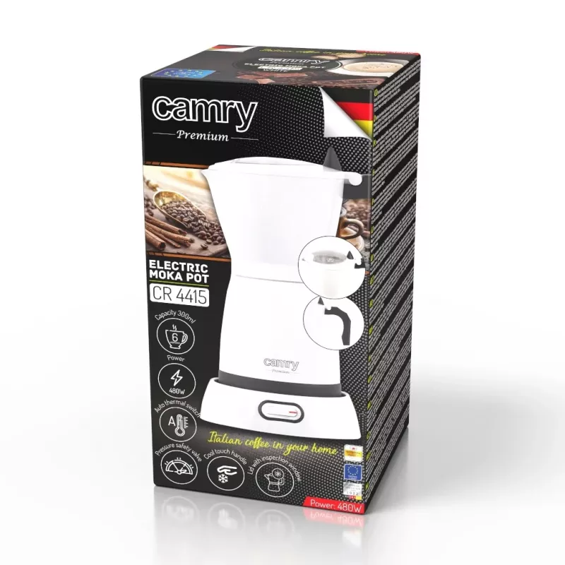 Camry | Ηλεκτρική καφετιέρα Moka | CR 4415w | 480 W | Λευκό