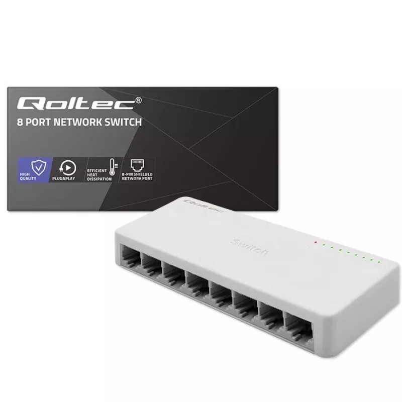 Δικτυακός διακόπτης Qoltec 8x θύρες RJ45 1000Mbps LAN