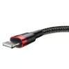 Καλώδιο USB-A σε Lightning Baseus Cafule 2.4A QC 3.0, 1 m — μαύρο/κόκκινο
