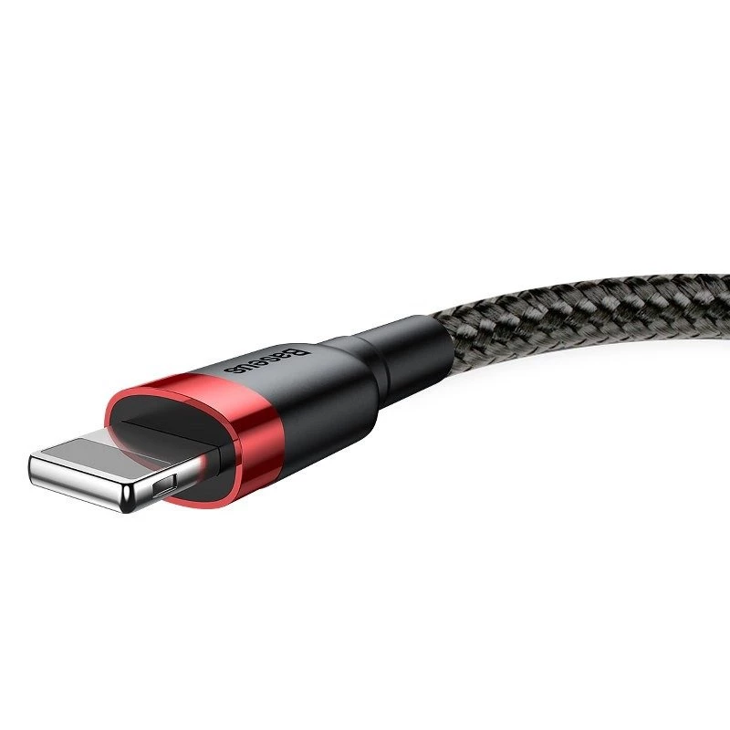 Καλώδιο USB-A σε Lightning Baseus Cafule 2.4A QC 3.0, 1 m — μαύρο/κόκκινο