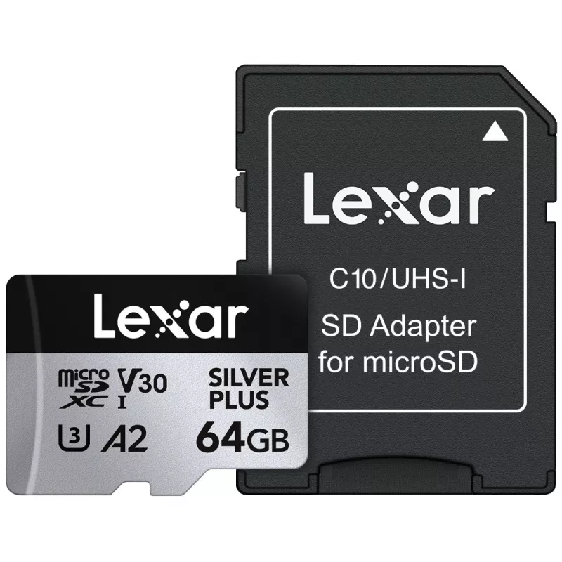 Κάρτα μνήμης MicroSD Lexar 64 GB UHS-I Κλάση 3 SILVER PLUS