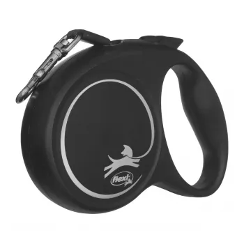 Flexi Black Design M, αυτόματο λουρί με κορδόνι, 5 m, για μεσαίου μεγέθους σκύλους (10–25 kg), μέγιστο φορτίο 20 kg